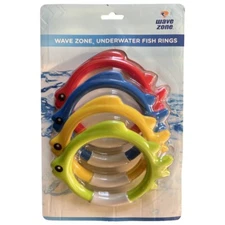 Wave Zone Diving Swimming Pool Toy Play Underwater Fish Rings Sticks, 4 Pack