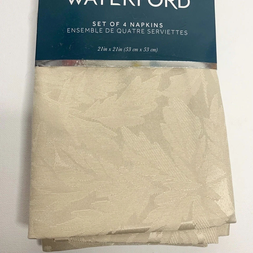 Waterford Leaf Pattern Napkins Beige Set Of 4 21” x 21” Thanksgiving Fall - Image 3 of 4