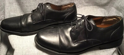 G. H. Bass & Co  (Size 10 1/2 M) Black Oxford Shoes GH Bass Mens Stuart Black Leather 3 Eye Lace Up Oxford Dress  main image 4