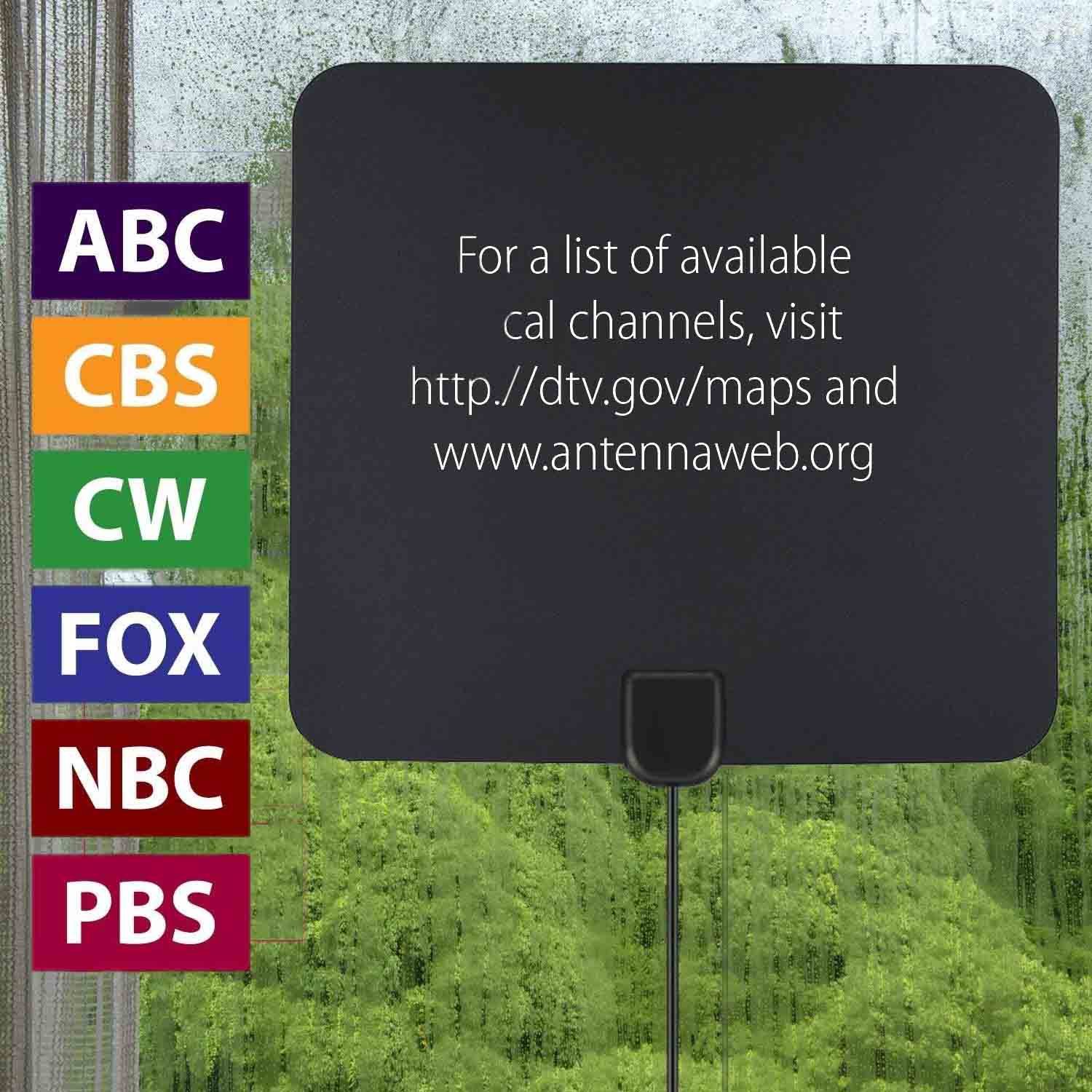 ViewTV 300 Mile Range Flat HD Digital Indoor Amplified TV Antenna with ...