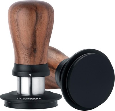 Normcore 51mm Coffee Tamper V5 Spring Loaded Titanium Base Walnut Handle Black