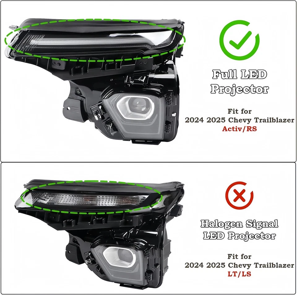 Full LED Headlight For 2024 2025 Chevy Trailblazer Black Projector Driver Side - Image 4 of 4