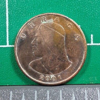 2001 Panama 1 Centesimo Chief Urraca Copper-Clad Coin