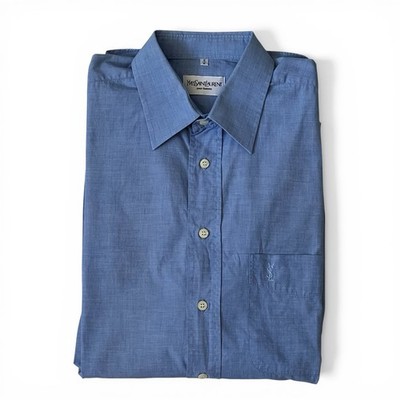 Vintage Yves Saint Laurent YSL Blue Shirt Men s 16 / 41   XL Relaxed Fit