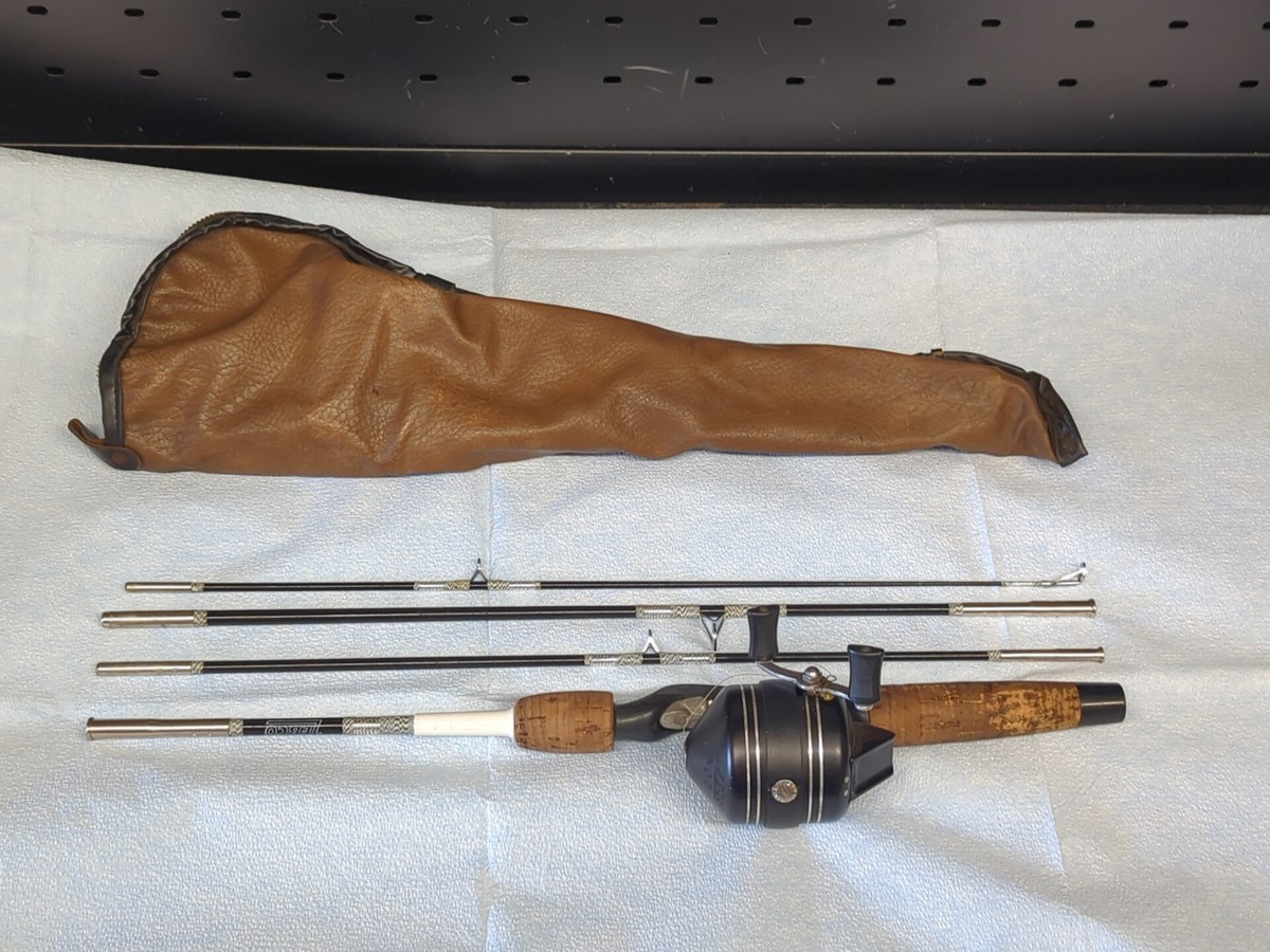 Vintage Zebco 600 Metal Black Reel /w 3304 6' Rod Combo 4 PC