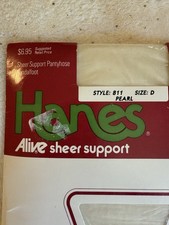 Vintage Hanes Alive Pantyhose Sheer Support Pearl Size D