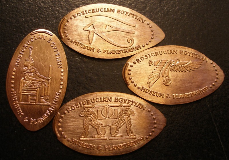 San Jose,Ca. - Rosicrucian Egyptian Museum - 4 Retired Copper Elongated Pennies