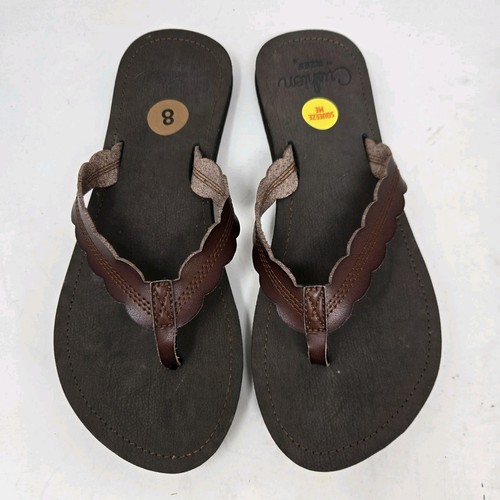REEF Damen-Sandalen gepolsterte Celine Jakobsmuschel braun rostfarben 8 Flip-Flops neu ohne Etikett