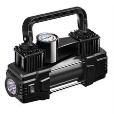12V 150PSI Mini Air Compressor Dual Cylinder Heavy Duty Tire Inflator with LED L