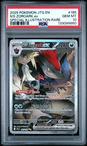 PSA 10 GEM MINT N's Zoroark ex Journey Together SIR 2025 Pokemon 185/159