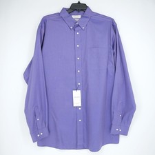 Roundtree Yorke Gold Label Dress Shirt 18.5"-38/39" TALL Purple Non-Iron NWT