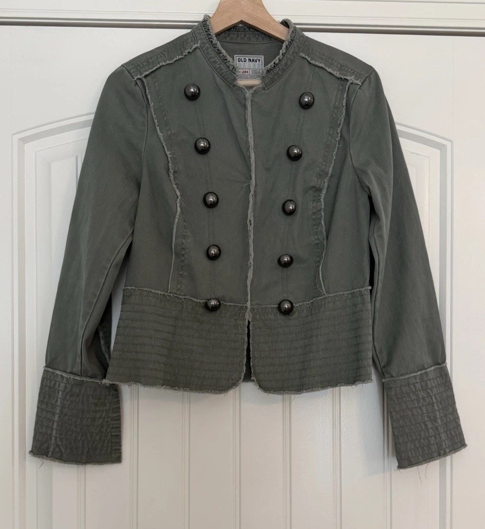 Military Style Medium Women Band Jacket Grunge Raw Edge Glam Punk Victorian