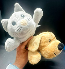Set of 2 Melissa  Doug Plush Puppy Dog  Kitty Cat Stuffed Animal Soft Toy 9"