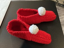 Women  s hand knit slippers. Sm/Med shoe about 6, 7, or 8 