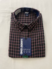 Lands End Flannel Shirt Mens XL Red Brushed Twill Lightweight Soft Casual