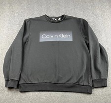 Calvin Klein Men's Black Crewneck Sweatshirt XL Logo Pullover Soft Fleece