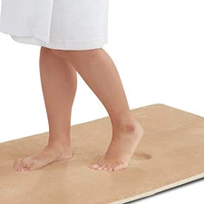  Memory Foam Bath Mat Non Slip Absorbent Super Cozy Velvet 17" X 24" Beige
