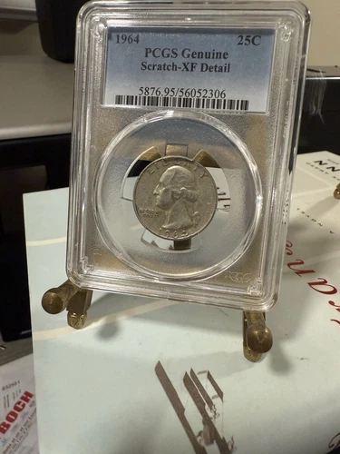 1964 Washington Quarter-PCGS Genuine Scratch-XF Detail