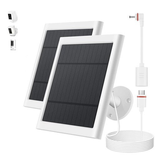 Solar Panel for Ring Camera, 2 Pack 4W Charger 2pc, White 2PCS - Picture 1 of 7