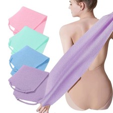 4 Pack Exfoliating Body Scrubber with Handles, Nylon Exfoliating Cloth Extend...