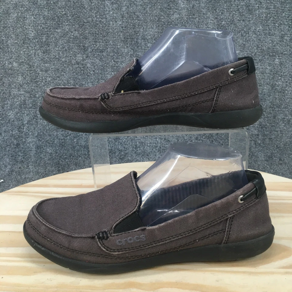 Crocs Zapatos Mujer 9 Walu Informales Sin Cordones Cómodos Mocasines Planos Marrón Lona Foto 2 de 4