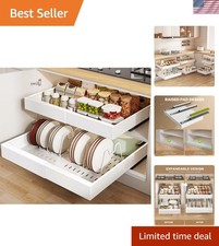2 Pack Pull out Cabinet Organizer 21"Deep With Raising Pad for Framed Cabinet...