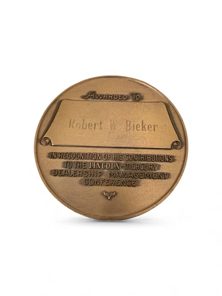 Lincoln Mercury Dealership Management Conference Award Medal Shield Mercury Man - Image 2 of 4