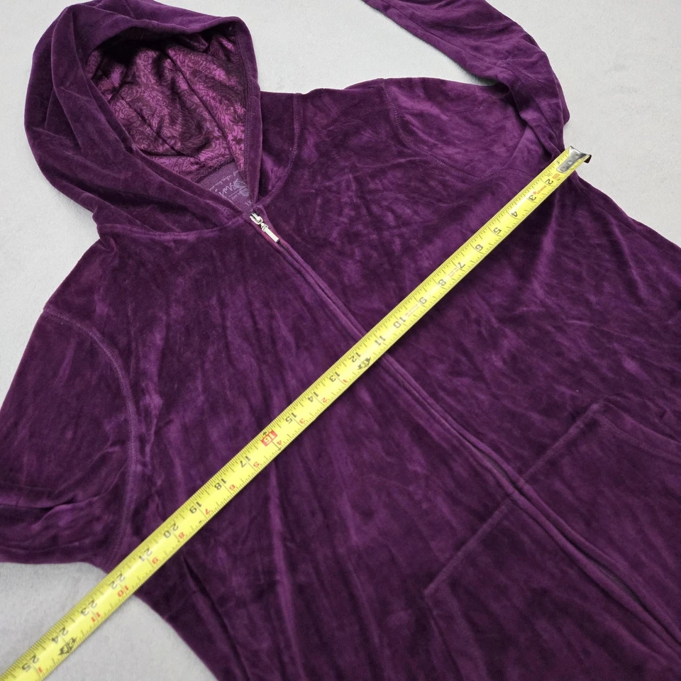 Just My Size Hoodie Womens 1X Purple Velour Full Zip Kangaroo Pocket Plus Hanes - Image 3 of 4