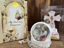 5 pc set Girl My First Holy Communion Gift Set - Rosary Beads Prayer Book Rosary