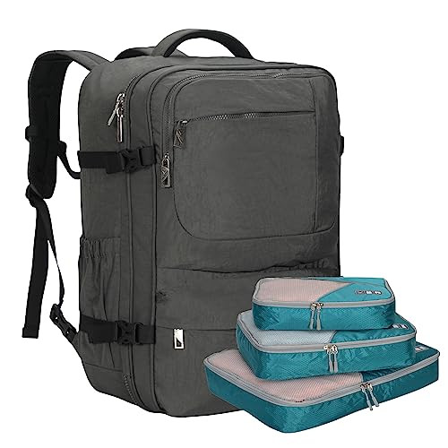 44L Airline-Approved Carry On Backpack with 3 Packing Cubes in Grey