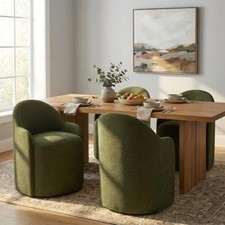 4PCS, Green Fabric, Dressing, Living Room, Effortless Assembly Modern Dinin