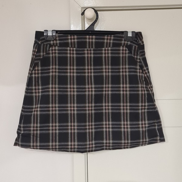 Seed Teen Black Brown Plaid Mini Skirt - Size AU 14