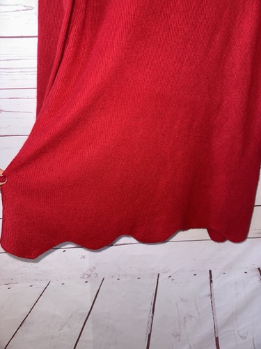 AQUA Size XS 100% Cashmere Ribbed Long Sleeve Short Mini Sweater Dress Red C66 - Picture 6 of 7