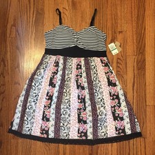GRANE Boho Floral & Stripe Colorblock Sundress- Size L NWT