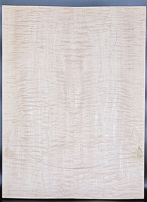 Figured 4A Curly Maple Droptop Glued Luthier Wood (21'' x 15-3/4 - 15-3/8 x 3/8'')