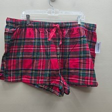Old Navy NWT Tartan Plaid Flannel Boxer Pajama Shorts Cozy Red Multicolor XL