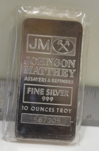 10 oz JM Johnson Matthey .999 Silver Bar in Plastic 567305