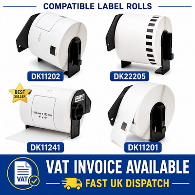Kompatibel Brother QL Etiketten DK22205 DK11201 DK11202 DK11204 DK11241 4x6 Posten