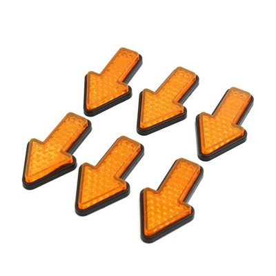 6pcs Yellow Arrow Shape Vehicle Reflector Car Reflective Plate Sticker