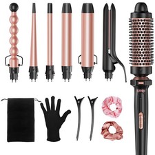 Ufree 7-in-1 Curling Iron Set with Interchangeable Ceramic Barrels, Curling W...