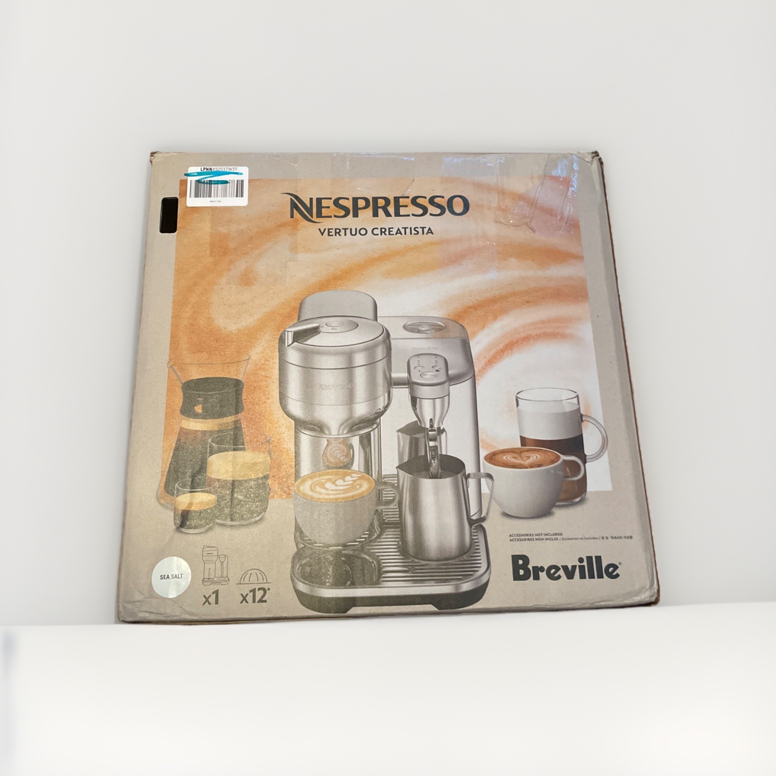 New Breville Nespresso Vertuo Creatista BVE850BSS1BNA1 Coffee Machine Sea Salt