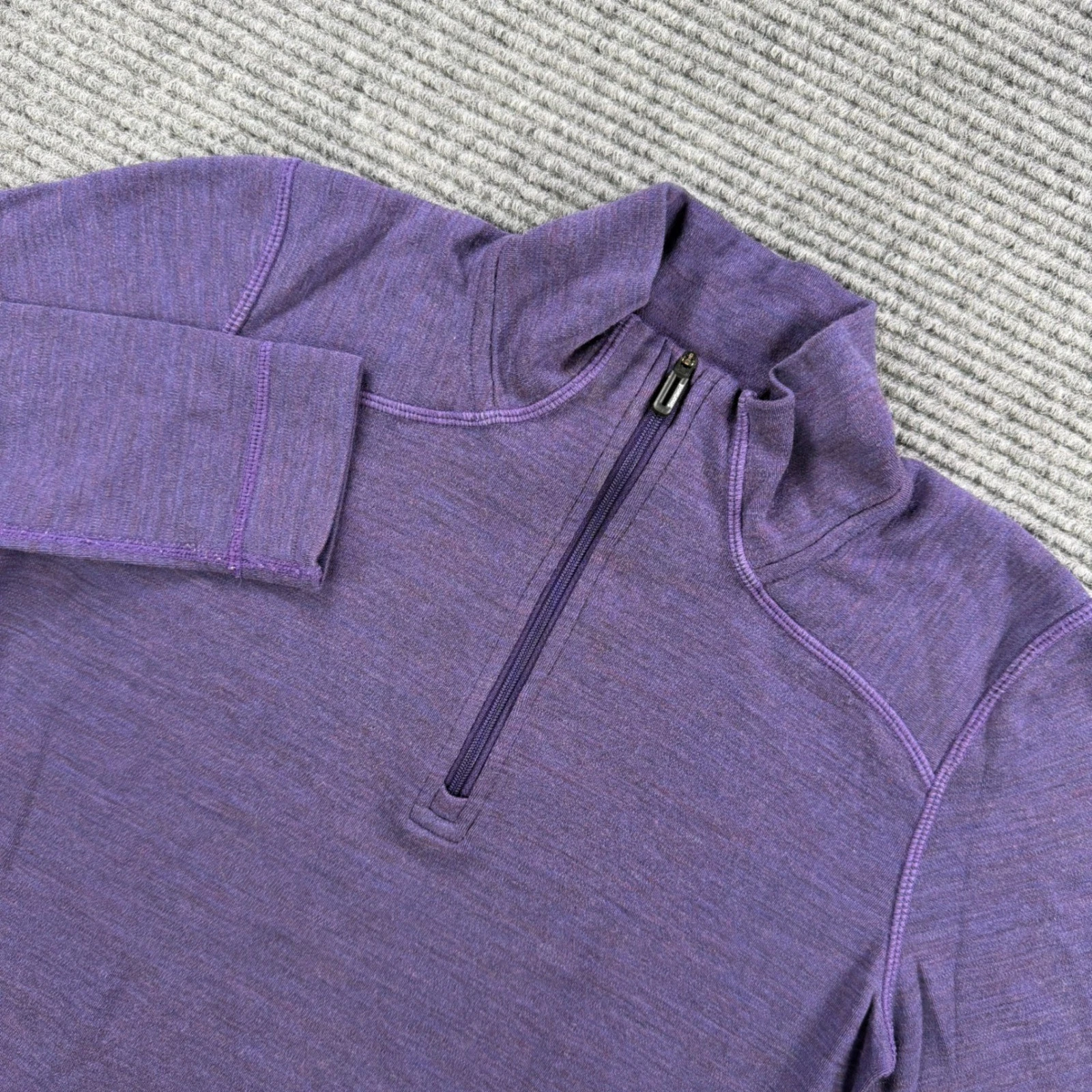 Smartwool Purple Merino Wool Quarter Zip Pullover Base Layer Women Small Outdoor