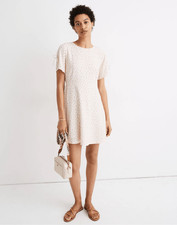 MADEWELL Women’s Cream Pink Floral Tie Sleeve Retro Dress in Dutch Dandelions Si