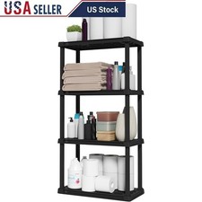 4-Tier Plastic Storage Shelf Freestanding Organizer Heavy Duty Easy Assemble New