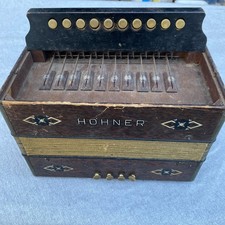 Vintage Hohner Button Accordion 1-Row 10 Button 4 Bass Steel Reeds Made Germany