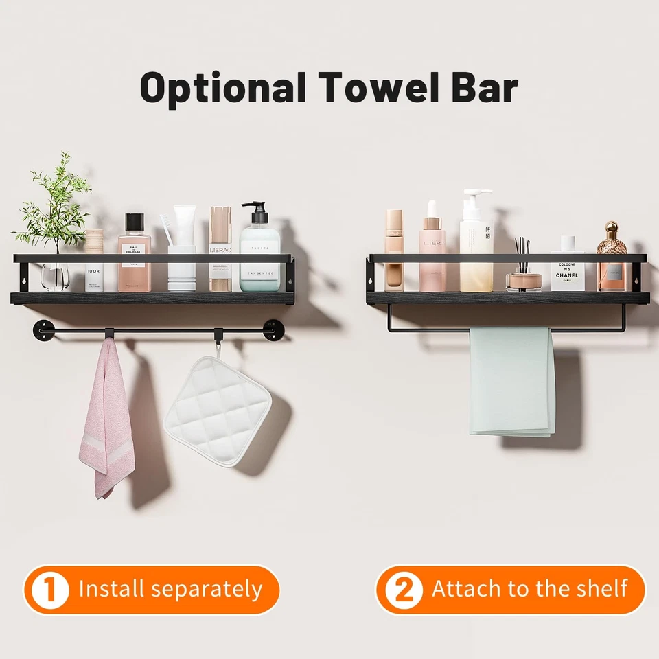 Estantes de baño con toallero, estantes flotantes para baño, cocina, dormitorio... Foto 4 de 4