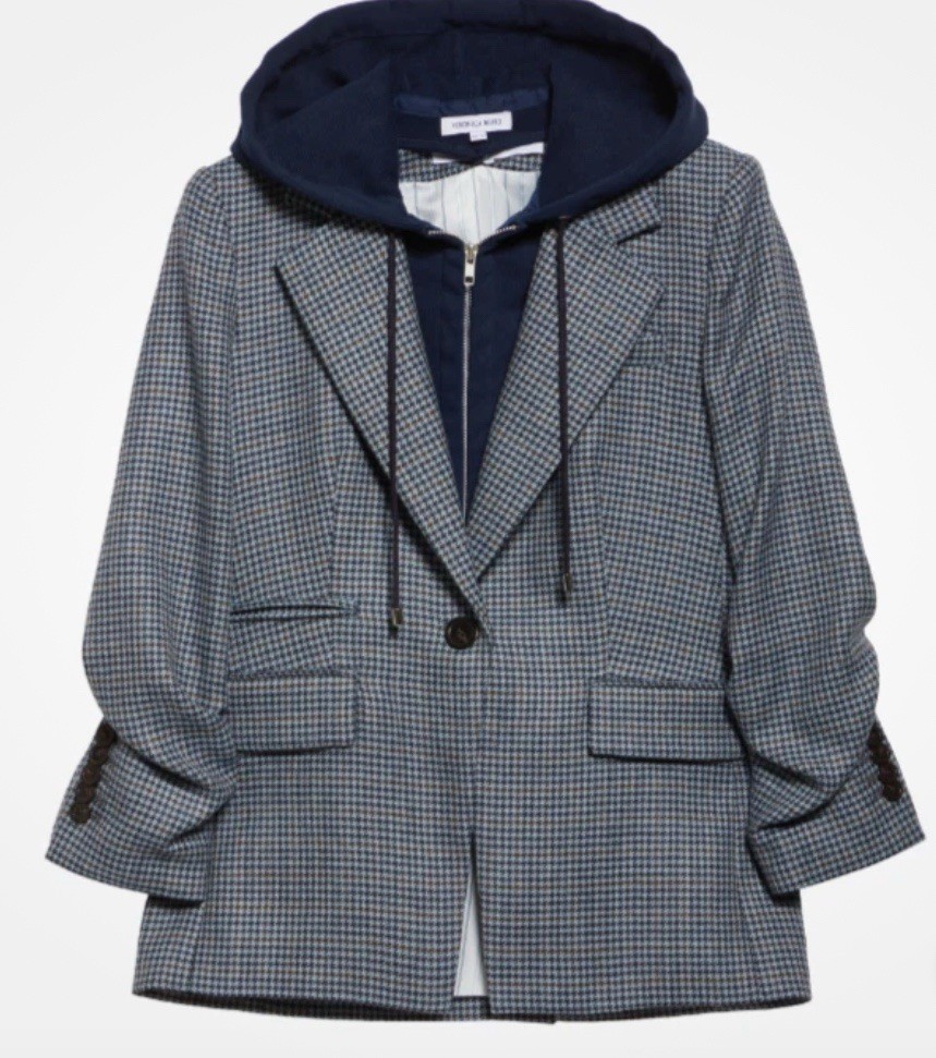 Veronica Beard Battista Houndstooth Dickey Jacket blue Wool Women's  size 4 NWOT