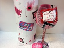 LOLITA LOVE MY WINE &ldquo;WHO NEEDS A MAN TOO?" WINE GLASS New in Box 22 OZ