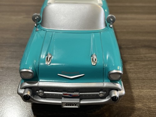 1957 CHEVY BEL AIR CHEVROLET BLUE CONVERTIBLE GEARBOX MINI PEDAL CAR - Picture 7 of 10