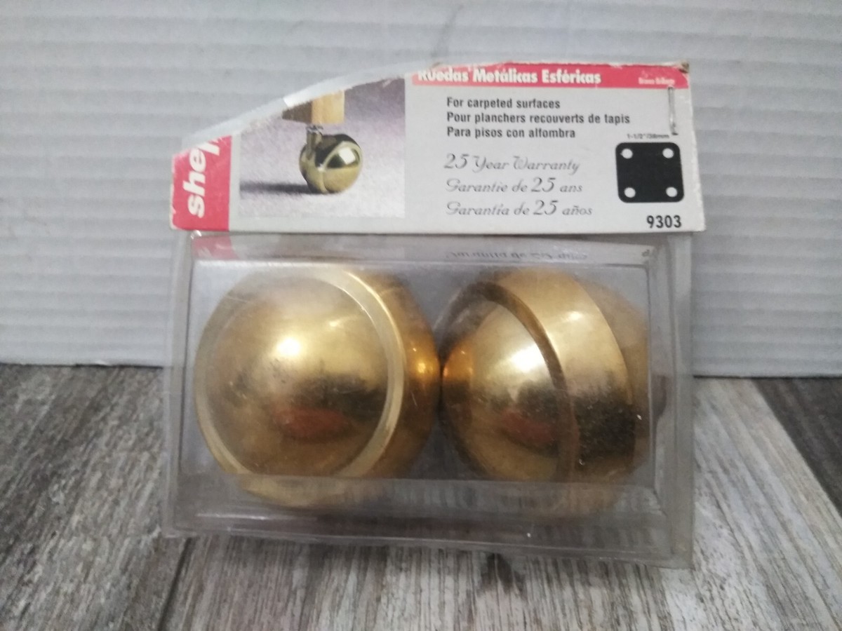 SHEPHERD Brass Ball Carpet Casters #9303 Heavy